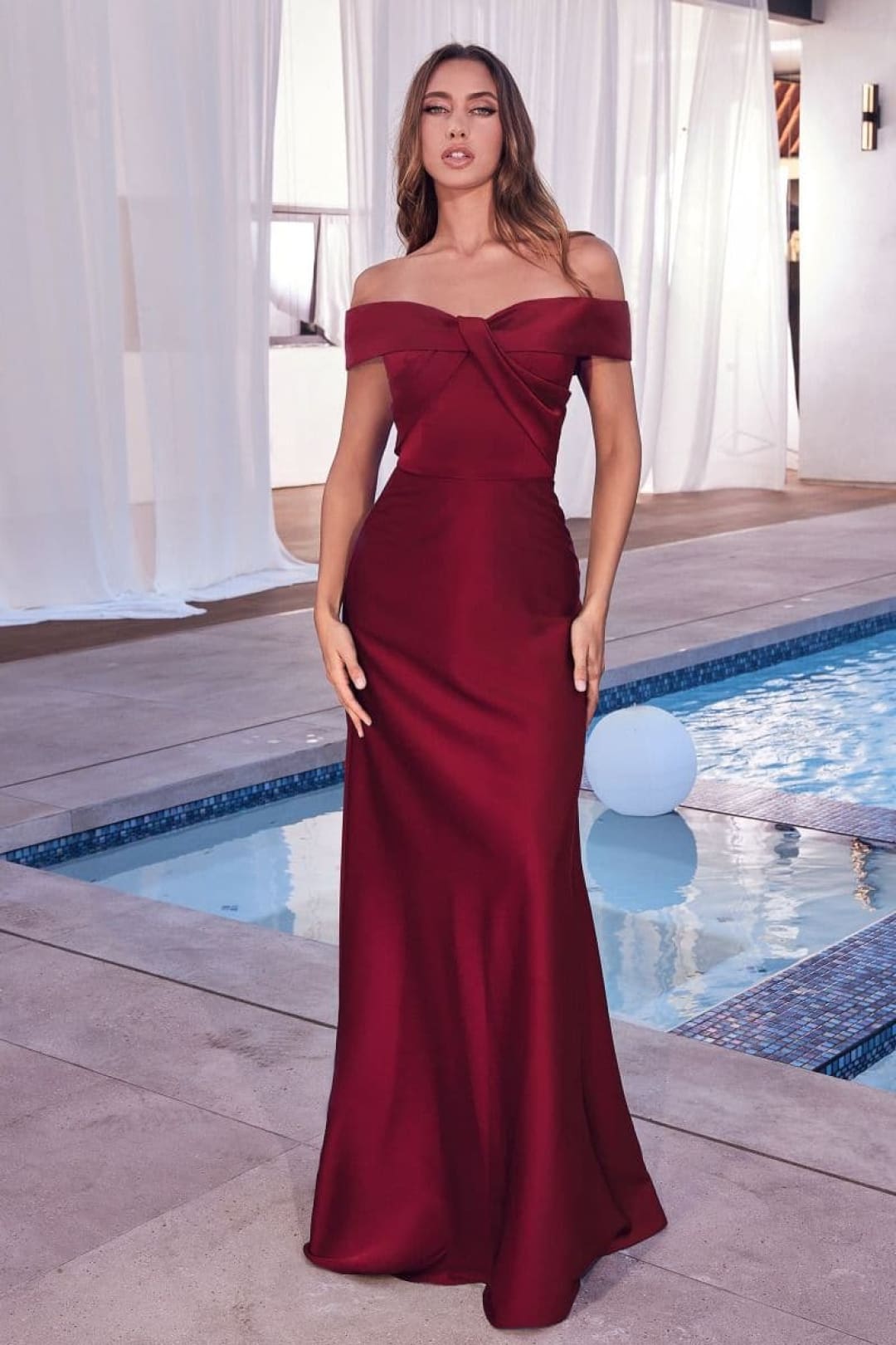 Wholesale Sweetheart Off Shoulder Satin Formal Bridesmaid Gown By LAR325
