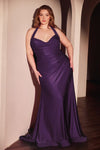 Load image into Gallery viewer, Wholesale Plus Size Satin Halter Evening Gown with Ruched Bodice and Slit By LAR796C