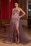 Load image into Gallery viewer, LA Merchandise LARJ869 One Shoulder Overlay Skirt Prom Evening Gown - DUSTY LAVENDER - Dress LA Merchandise