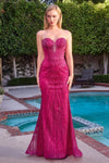 Load image into Gallery viewer, Wholesale Sweetheart Strapless Glitter Gown with Beaded Corset Bodice By LARJ871