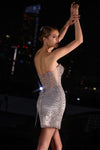 Load image into Gallery viewer, Strapless Beaded Mini Dress Sparkling Corset Back Bodycon Cocktail Dress By LARJ879