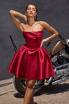 Load image into Gallery viewer, Wholesale Satin Strapless Mini Dress Elegant A-Line Cocktail &amp; Party Dress By LARKV1133