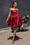 Load image into Gallery viewer, Wholesale Satin Strapless Mini Dress Elegant A-Line Cocktail &amp; Party Dress By LARKV1133