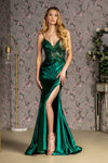 Load image into Gallery viewer, LA Merchandise LAS3330 V-neck Embellished Long Prom Satin Gown