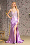 Load image into Gallery viewer, LA Merchandise LAS3330 V-neck Embellished Long Prom Satin Gown