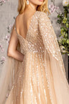 Load image into Gallery viewer, Wholesale Mother of the Bride Long Sequin Gown with Sheer Cape Sleeves, Illusion Bodice &amp; A-Line Skirt by LAS3494