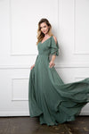 Load image into Gallery viewer, Long Formal Flutter Sleeves Bridesmaids Dress