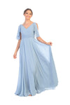 Load image into Gallery viewer, Long Formal Flutter Sleeves Bridesmaids Dress - The Dress Outlet