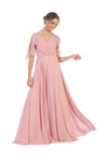 Load image into Gallery viewer, Long Formal Flutter Sleeves Bridesmaids Dress - The Dress Outlet