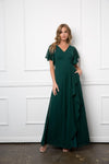 Load image into Gallery viewer, Long Formal Ruffle Sleeve Chiffon Evening Dress By LA Merchandise LAV3442 - - Formal Dress LAV