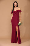 Load image into Gallery viewer, Long Off-Shoulder Chiffon Dress By LA Merchandise LAV3438 - - Long Bridesmaids Dress LAV
