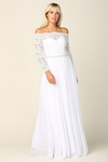 Load image into Gallery viewer, Long Off Shoulder Lace Chiffon Wedding Dress - The Dress Outlet