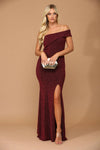 Load image into Gallery viewer, LA Merchandise LAV3445 Metallic One-Shoulder Off-Shoulder Mermaid Formal Gown with Front Slit - - Mother of the Bride Dress LAV