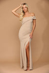 Load image into Gallery viewer, LA Merchandise LAV3445 Metallic One-Shoulder Off-Shoulder Mermaid Formal Gown with Front Slit - - Mother of the Bride Dress LAV