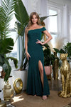 Load image into Gallery viewer, LA Merchandise LAV3445 Metallic One-Shoulder Off-Shoulder Mermaid Formal Gown with Front Slit - - Mother of the Bride Dress LAV