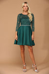 Load image into Gallery viewer, Long Sleeve Beaded Cocktail Graduation Dress By LA Merchandise LAV3427 - Hunter Green - Cocktail Dress LAV