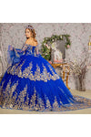 Load image into Gallery viewer, LA Merchandise LAS3184 Off-Shoulder Quinceañera Ball Gown with Glitter Tulle and Embroidered Appliqué Long Sleeve Princess Dress for Sweet 16 - - Dress LAS
