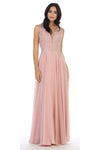 Load image into Gallery viewer, LA Merchandise LAV5201 Lace Bodice Chiffon A-Line Formal Evening Dress with V-Neck and Open Back - - Mother of he Bride Dress LAV