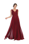 Load image into Gallery viewer, LA Merchandise LAV5201 Lace Bodice Chiffon A-Line Formal Evening Dress with V-Neck and Open Back - - Mother of he Bride Dress LAV