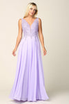 Load image into Gallery viewer, LA Merchandise LAV5201 Lace Bodice Chiffon A-Line Formal Evening Dress with V-Neck and Open Back - - Mother of he Bride Dress LAV