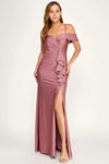 Load image into Gallery viewer, LAF3128 Wholesale Glitter Off-Shoulder Ruffle Mermaid Prom Dress with Thigh-High Slit Evening Gown