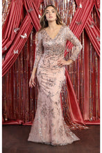Load image into Gallery viewer, La Merchandise LA1850 Long Sleeve Special Occasion Mermaid Dress - ROSEGOLD - LA Merchandise