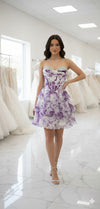 Load image into Gallery viewer, LA Merchandise LA2215 Tier Sweetheart Short Cocktail Dress Floral Print HOCO Party Dress