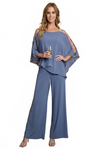 Load image into Gallery viewer, Cape Overlay Stretch Jersey Formal Jumpsuit By LA Merchandise LAV3381 - - Dress LAV