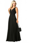 Load image into Gallery viewer, LA Merchandise LAV5201 Lace Bodice Chiffon A-Line Formal Evening Dress with V-Neck and Open Back - - Mother of he Bride Dress LAV