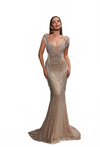 Load image into Gallery viewer, Terani Couture 251GL4345 Clearance Silver Nude Size 4 Wholesale Elegant Fitted Long Evening Gown – Silvee - - Dress Terani Couture