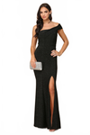 Load image into Gallery viewer, LA Merchandise LAV3445 Metallic One-Shoulder Off-Shoulder Mermaid Formal Gown with Front Slit - - Mother of the Bride Dress LAV