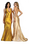 Load image into Gallery viewer, Wholesale Satin Halter Neck Bridesmaid Dress Sleeveless Deep V-Neck Fitted Gown by LA1740 - - Dresses LA Merchandise