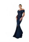 Load image into Gallery viewer, Terani Couture 232M1530 Clearance Emerald Size 12 Wholesale Long Off-Shoulder Mother of the Bride Dress