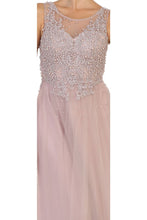 Load image into Gallery viewer, Sleeveless pearls &amp; rhinestones long mesh dress- LA7569 - - LA Merchandise