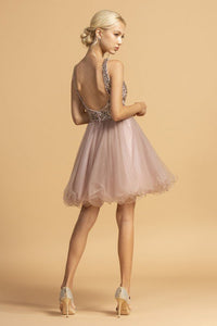 La Merchandise LAES2114 Sleeveless Open Back Short Mesh Prom Dress - - LA Merchandise