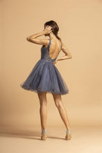 Load image into Gallery viewer, La Merchandise LAES2114 Sleeveless Open Back Short Mesh Prom Dress - - LA Merchandise