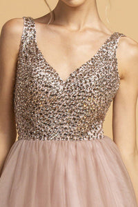 La Merchandise LAES2114 Sleeveless Open Back Short Mesh Prom Dress - - LA Merchandise