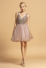 Load image into Gallery viewer, La Merchandise LAES2114 Sleeveless Open Back Short Mesh Prom Dress - Mauve - LA Merchandise