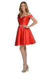Load image into Gallery viewer, La Merchandise LAY7948 Simple Off Shoulders Mikado Short Prom Dress - Red - LAY