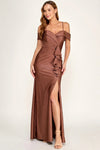 Load image into Gallery viewer, LAF3128 Wholesale Glitter Off-Shoulder Ruffle Mermaid Prom Dress with Thigh-High Slit Evening Gown