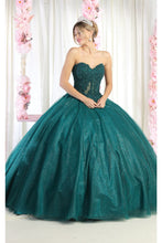 Load image into Gallery viewer, Strapless Quinceanera Ball Gown - LA141 - HUNTER GREEN - LA Merchandise
