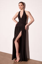 Load image into Gallery viewer, Wholesale Halter Evening Gown with High Slit Formal Dress By LART502