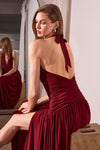 Load image into Gallery viewer, Wholesale Halter Evening Gown with High Slit Formal Dress By LART502