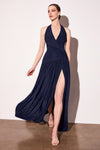 Load image into Gallery viewer, Wholesale Halter Evening Gown with High Slit Formal Dress By LART502