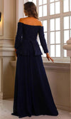 Load image into Gallery viewer, Terani Couture 242E3185 Clearance Black Size 18 Wholesale Metallic Off-Shoulder Long Sleeve Formal Pantsuit