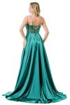 Cargar imagen en el visor de la galería, LAHL2861L Wholesale Long Satin Corset Prom Dress with Beaded Sheer Bodice Pockets &amp; Lace-Up Back - - Long Formal Dress LAH