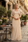 Load image into Gallery viewer, Long Mother of the Bride Lace Chiffon Jacket Dress By LA Merchandise LAV3094-1 - Champagne - Mother of the Bride Dress LAV