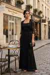 Load image into Gallery viewer, Long Mother of the Bride Lace Chiffon Jacket Dress By LA Merchandise LAV3094-1 - Black - Mother of the Bride Dress LAV
