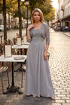 Load image into Gallery viewer, Long Mother of the Bride Lace Chiffon Jacket Dress By LA Merchandise LAV3094-1 - Silver - Mother of the Bride Dress LAV