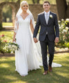 Load image into Gallery viewer, LA Merchandise LAV5233 Sleeveless V-Neck Beaded Bodice Bridal Gown - - Wedding Dresses LAV